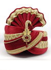 Red And Cream Colour Safa Vol 2 Brocade With Velvet With Less Wedding Wear Mens Collection Safa 21